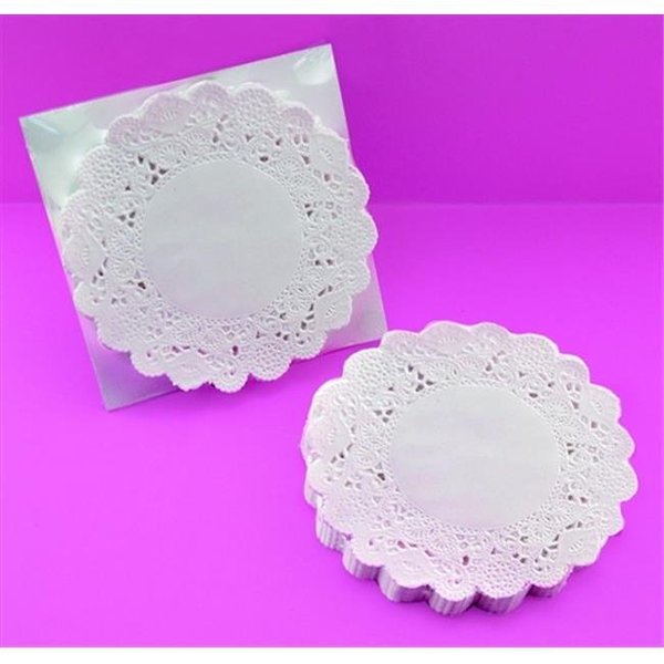 School Smart School Smart 085608 Paper Die-Cut Round Lace Dolly; White; 4 In. Pack - 100 85608